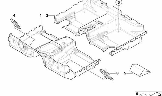 Reposapiés trasero para BMW E66 (OEM 51477079661). Original BMW