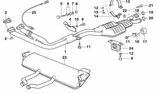 Soporte de escape OEM 18302296053 para BMW (Modelos compatibles: E36, E46, E90, E91, F30, F31). Original BMW