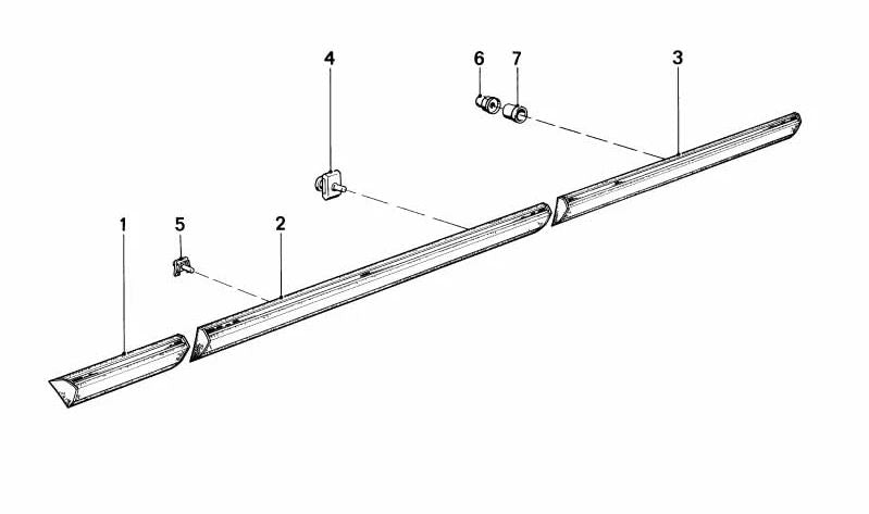 Moldura lateral puerta trasera izquierda OEM 51131871697 para BMW E28. Original BMW.