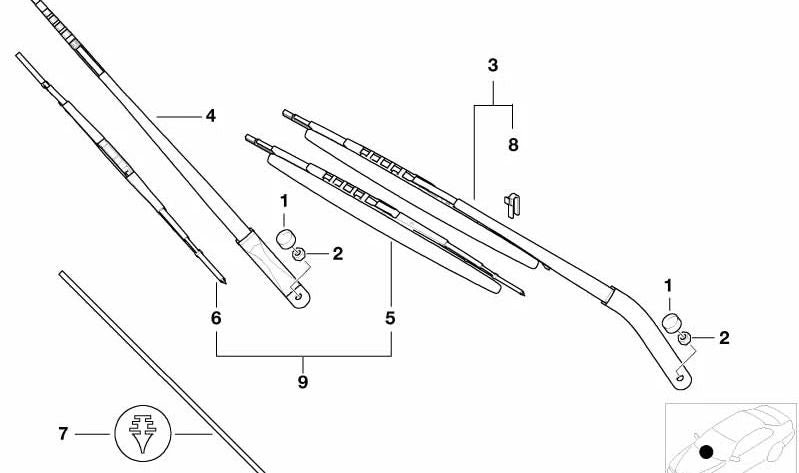 Juego de Gomas Limpiaparabrisas para BMW X5 E53 (OEM 61610032741). Original BMW