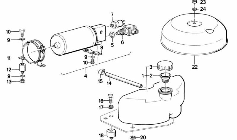 Depósito de expansión OEM 37121120933 para BMW E12, E28, E24, E32. Original BMW.