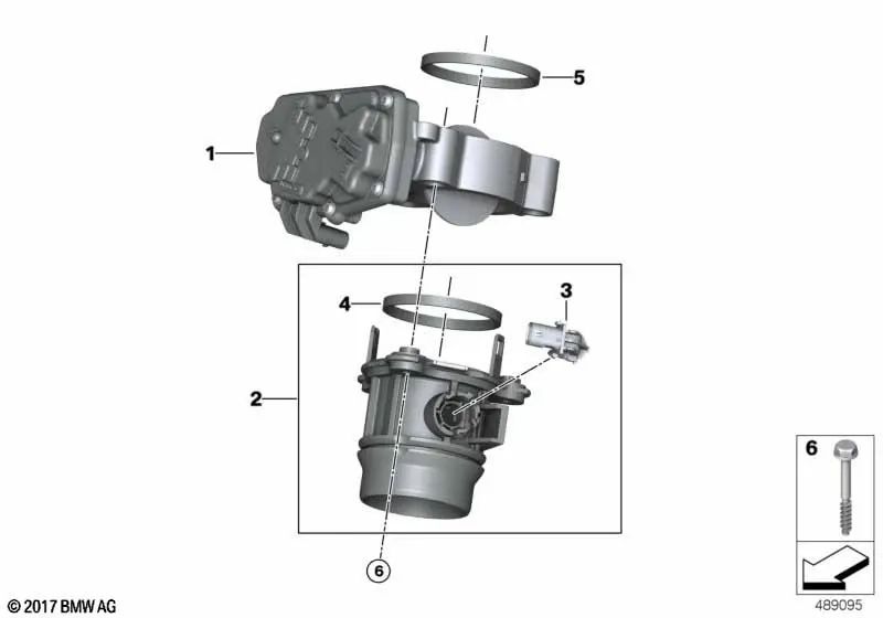 Junta del Cuerpo de Aceleración para BMW Serie 5 F10, F11, G30, G31, Serie 7 F01N, F02N, G11, G12, X5 E70N, F15, G05, X6 E71, F16, G06, X7 G07 (OEM 11618515790). Original BMW.