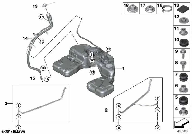 Tubo de llenado para BMW X7 G07, G07N (OEM 16117439933). Original BMW