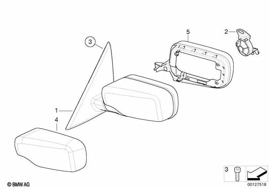 Espejo retrovisor exterior calefactado izquierdo para BMW Serie 3 E46 (OEM 51167011939). Original BMW