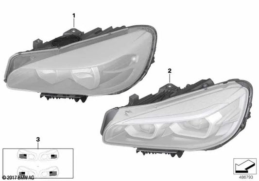 Faro LED derecho para BMW Serie 2 F45N, F46N (OEM 63115A32DF8). Original BMW