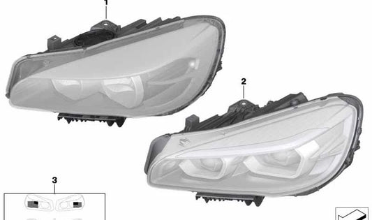 Farol de LED esquerdo para BMW 2 F45N Series, F46N (OEM 63115A32E01). BMW original