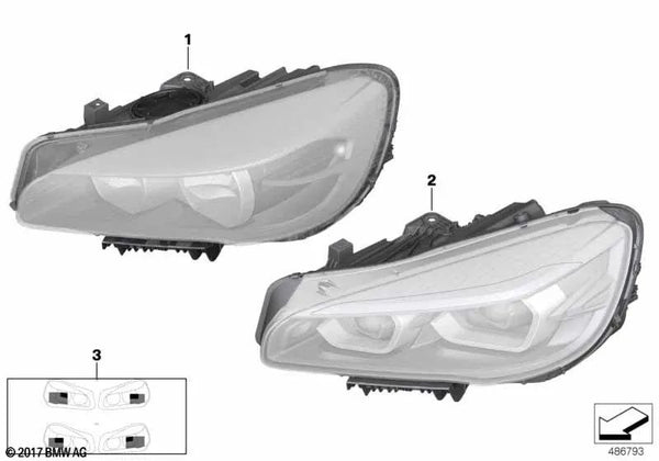 Faro LED derecho para BMW Serie 2 F45N, F46N (OEM 63115A32E02). Original BMW