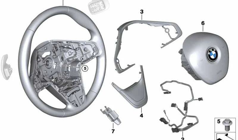 Volante deportivo de cuero con levas de cambio para BMW Serie 2 F45, F46, X1 F48, F49, X2 F39 (OEM 32306860363). Original BMW