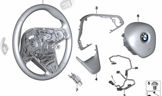 Leather Sport Steering Wheel with Shift Paddles for BMW 2 Series F45, F46, X1 F48, F49, X2 F39 (OEM 32306860363). Original BMW