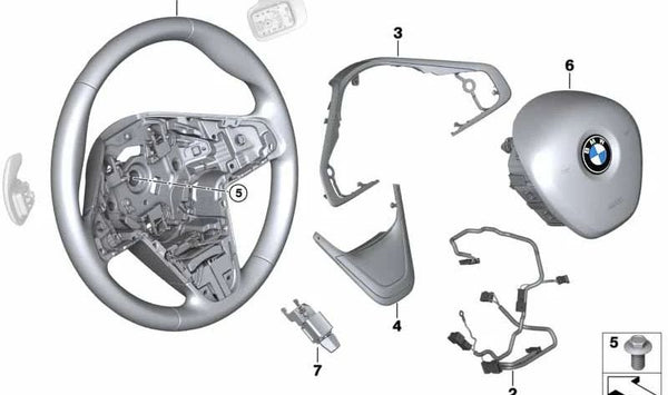 Volante deportivo de cuero con levas OEM 32306860364 para BMW F45, F46, F48, F39. Original BMW