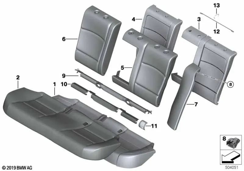 Funda Básica de Asiento de Cuero para BMW F10N, F11N (OEM 52207370460). Original BMW