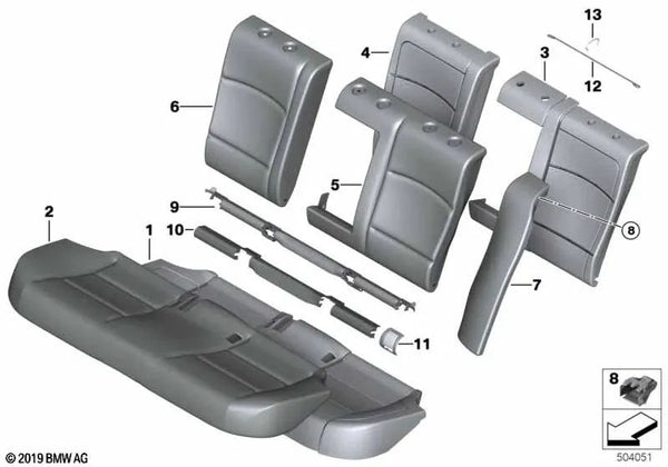 Tapa Isofix exterior derecha para BMW Serie 5 F10N (OEM 52207356842). Original BMW.