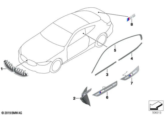 Listón del marco lateral izquierdo para BMW F93 (OEM 51769500761). Original BMW