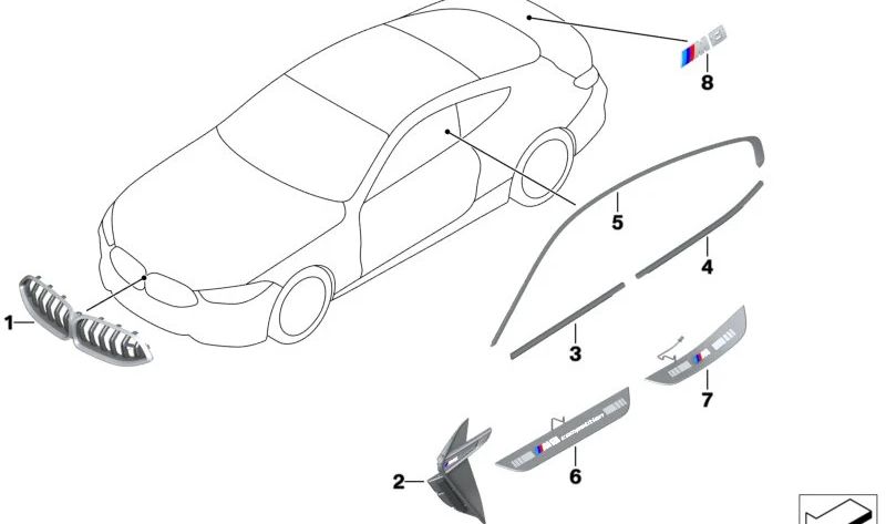 FARNATION DA PORTA DE FRONTAÇÃO AO ANTERIOR OEM 51339500758 PARA BMW F93 (Série 8 Gran Coupé). BMW original.