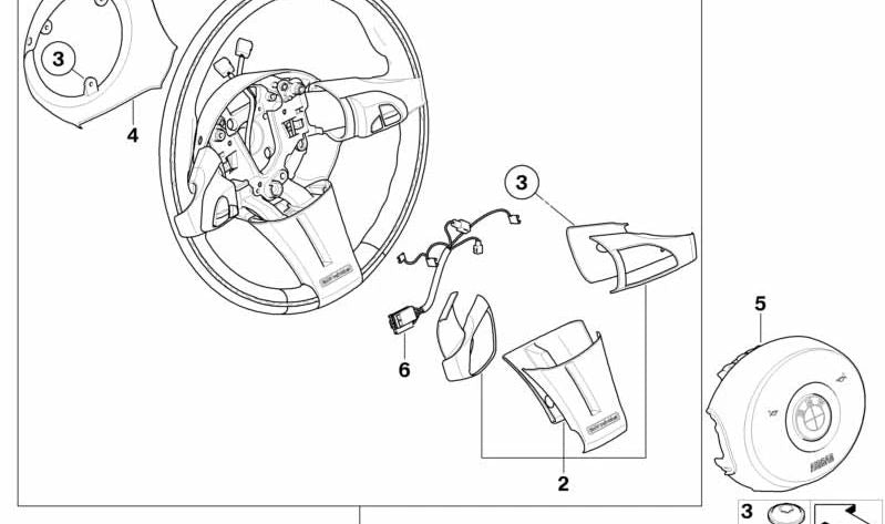 Volante Deportivo Cuero/Aro de Madera para BMW Z4 E85, E86 (OEM 32307906791). Original BMW