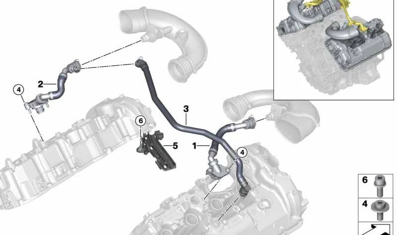 Entlüftungsrohr für BMW 5er G30, G31N, 7er G11N, G12N, 8er G14, G15, G16, X5 G05, X7 G07 (OEM 11158662604). Original BMW