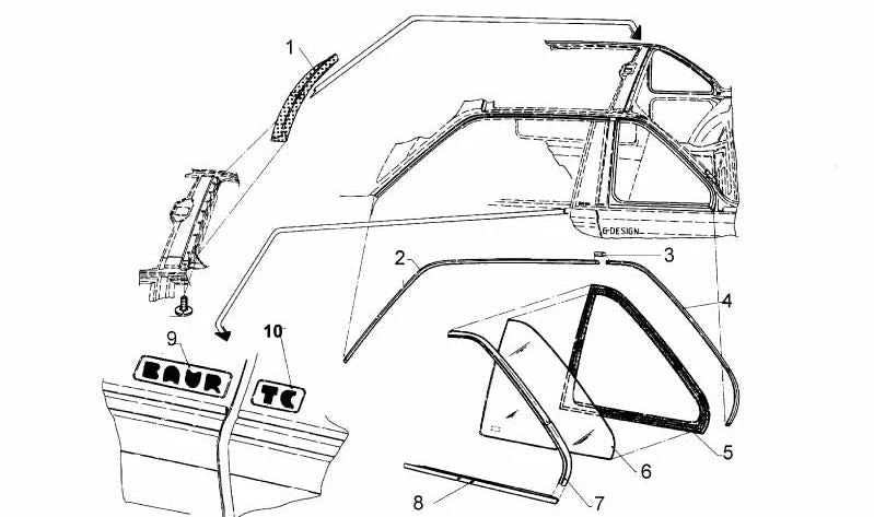 Junta de ventana derecha para BMW Serie 3 E30 (OEM 51360006372). Original BMW.