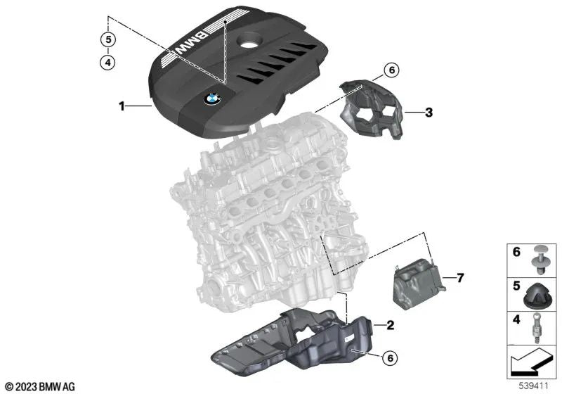 Akustische Ölwannenabdeckung für BMW G70 (OEM 11149452663). Original BMW