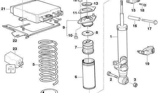 Amortiguador trasero derecho OEM 33521090170 para BMW E31. Original BMW.