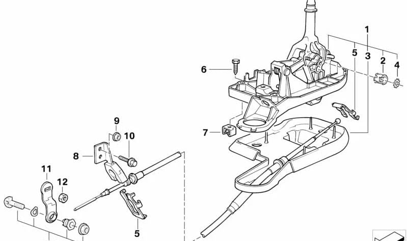 Cable selector de marchas OEM 25161421823 para BMW E38 (1994-2001). Original BMW.