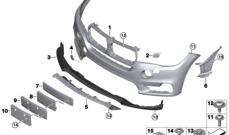 Revestimiento paragolpes imprimado delantero para BMW X5 F15 (OEM 51117378558). Original BMW.