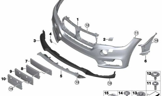 Paragolpes delantero imprimado OEM 51117378615 para BMW F15. Original BMW.