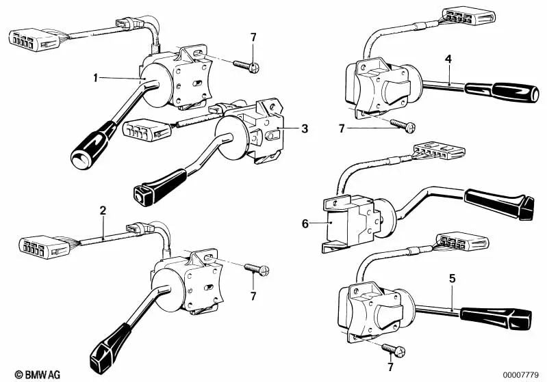 Wiper switch for BMW 5 Series E12, 6 Series E24 (OEM 61311365826). Genuine BMW