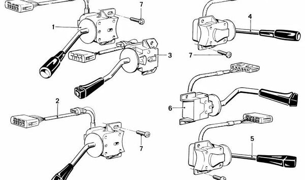 Interruptor de intermitentes y luces (cortas/largas) OEM 61311377071 para BMW E24. Original BMW.