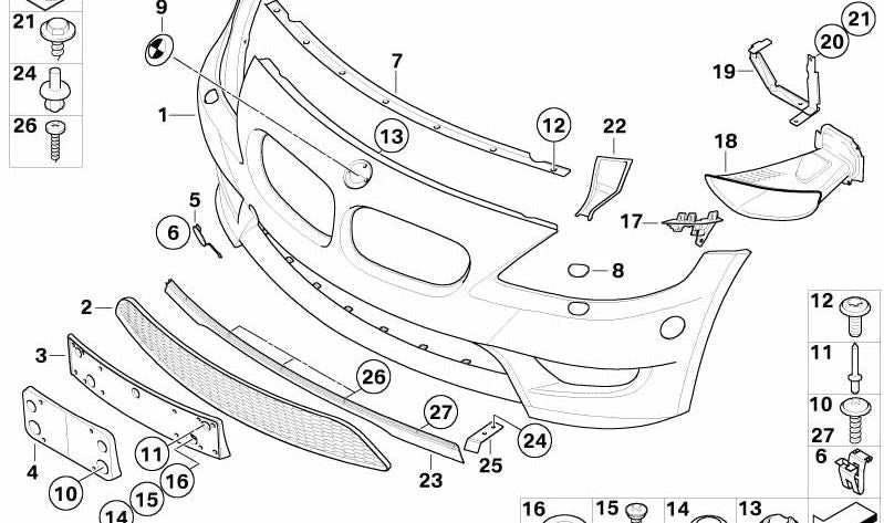 SPOILER ANTERIORE OEM 51113442832 per BMW Z4 E86. BMW originale.