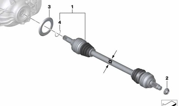 Eje de transmisión derecho para BMW Serie 1 F20N, F21N (OEM 33208644244). Original BMW