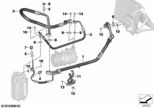 Tubería de Presión Compresor-Condensador para BMW Z4 G29 (OEM 64539398897). Original BMW