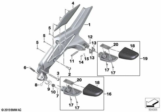 Muelle de torsión derecho para BMW K48, K61, K52 (OEM 46718520416). Original BMW Motorrad.