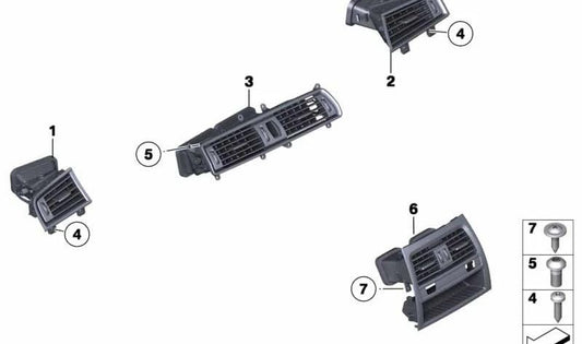 Parrilla de ventilación derecha para BMW Serie 5 F07, F07N (OEM 64229142589). Original BMW