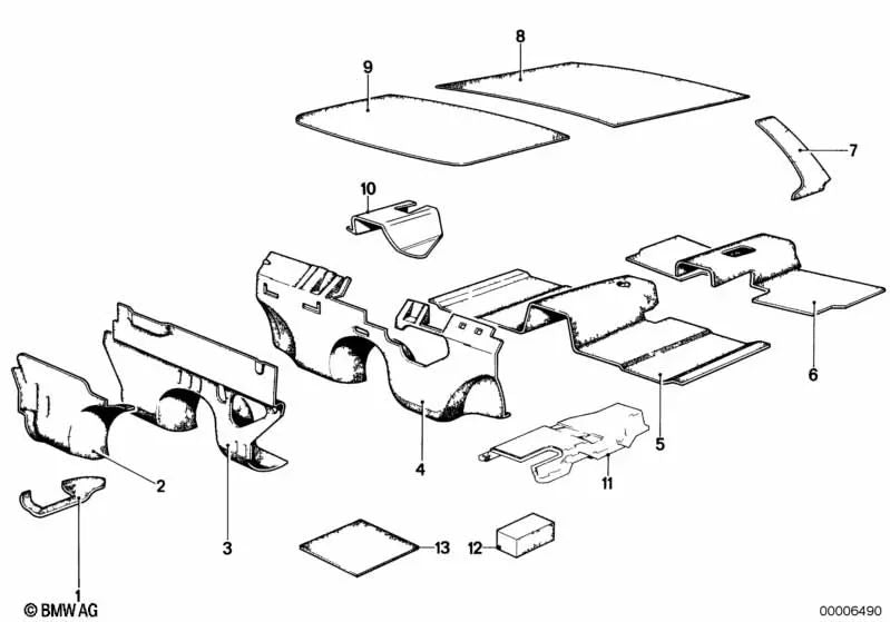 Aislamiento acústico para BMW Serie 3 E21 (OEM 51481852059). Original BMW