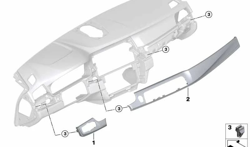 Moldura embellecedora tablero interior acabado Fineline Antracita OEM 51459192943 para BMW Serie 5 (F10, F11, F18). Original BMW