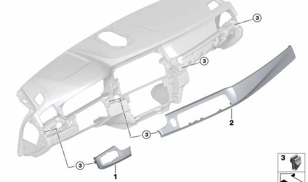 Moldura Tablero I Madera Fresno derecha para BMW F10N, F11N, F18N (OEM 51459292112). Original BMW.