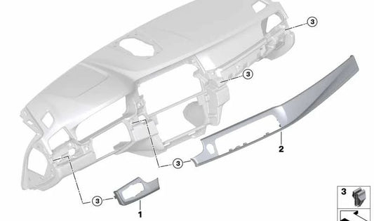 I-Tafel Alu Fine Finish Copilot-Abdeckung für BMW F10, F11 (OEM 51459192958). Original BMW