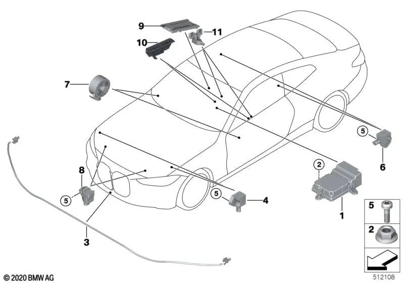 Sensor Protección de Peatones para BMW Serie 4 G26 (OEM 65765A4FAA7). Original BMW.