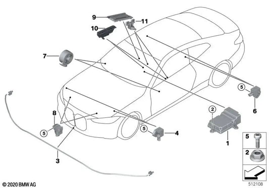 Pedestrian Protection Sensor for BMW 4 Series G26 (OEM 65765A4FAA7). Original BMW.