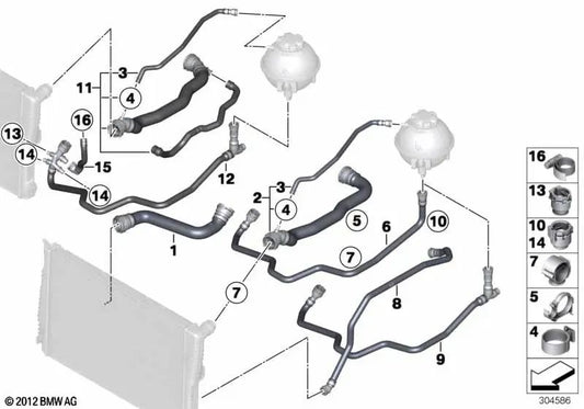 Manguera de refrigerante para BMW F25 (OEM 17128571614). Original BMW