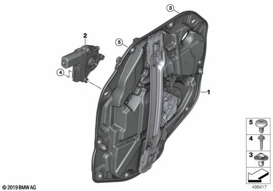 Motor de elevalunas trasero derecho para BMW F40 (OEM 61355A02D64). Original BMW