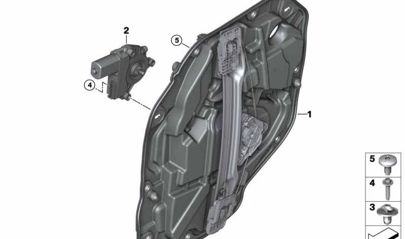 Motor del elevalunas trasero izquierdo para BMW F40 (OEM 61355A02D63). Original BMW.