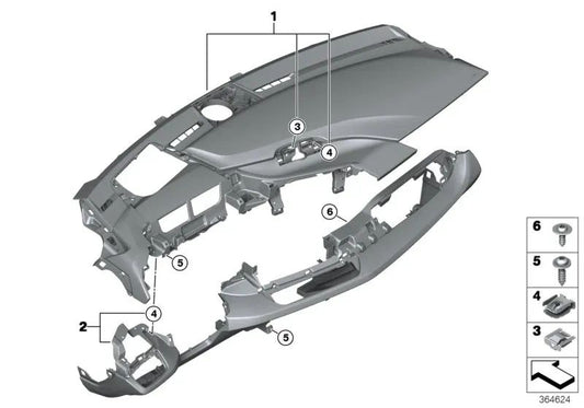 Parte superior del salpicadero para BMW I12, I12N, I15 (OEM 51459309379). Original BMW