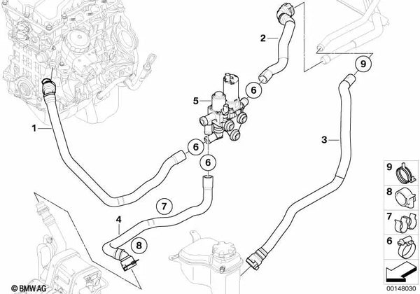 Manguera de válvula de cambio para BMW Serie 3 E90, E91, E92, E93 (OEM 64126953091). Original BMW