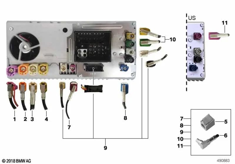 Cable de conexión Headunit High - CID para BMW F97N, G01N, G08N, F98N, G02N (OEM 61115A25775). Original BMW.