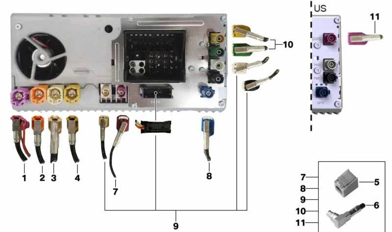 Módulo de antena FM1/FM2/Bluetooth OEM 61118789693 para BMW F48, F39, F45, F46, F40, F44, G42, G20, G21, G22, G23, G26, G80, G82, G83. Original BMW.