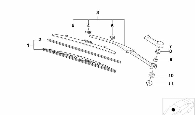 Tapón protector para brazo limpiaparabrisas izquierdo OEM 61618161491 para BMW (Modelos compatibles: E30, E32, E34, E36, Z1). Original BMW.