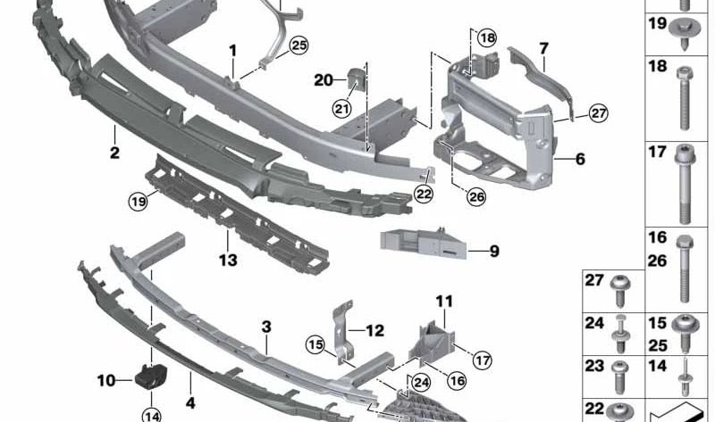 Soporte frontal para paragolpes OEM 51117357177 para BMW G11, G12. Original BMW.