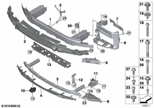 Absorbedor de impactos superior para BMW Serie 6 G32 (OEM 51117388598). Original BMW