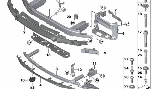 Adaptador soporte delantero derecho para BMW G32 (OEM 51117466648). Original BMW.